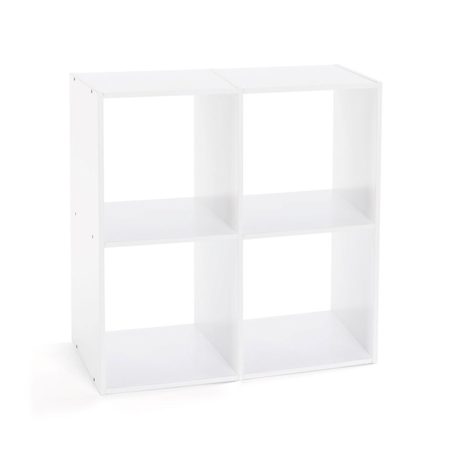 Maison Et Decoration Tempsl | Etagere 4 Cases Blanche Ou Bois