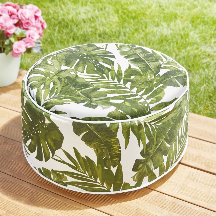 Jardin Exterieur Et Animaux Tempsl | Pouf Feuilles Tropicales