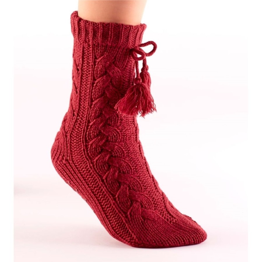 Hygiene Mode Et Beaute Tempsl | Chaussettes Tricot Antiglisse : Bordeaux Ou Beige