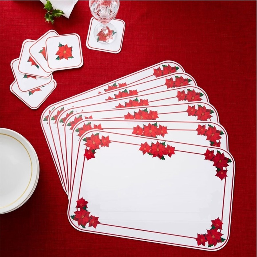 Cuisine Tempsl | 6 Sets De Table Poinsettia +6 Sous-Verre