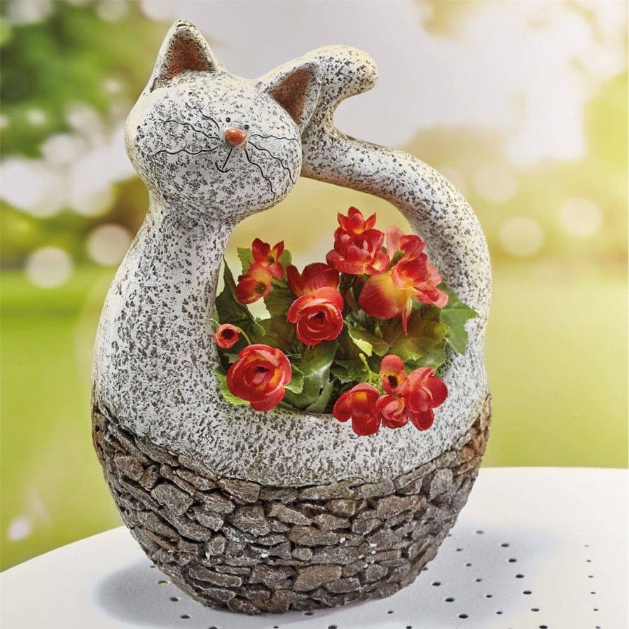 Jardin Exterieur Et Animaux Tempsl | Chat Porte Plantes